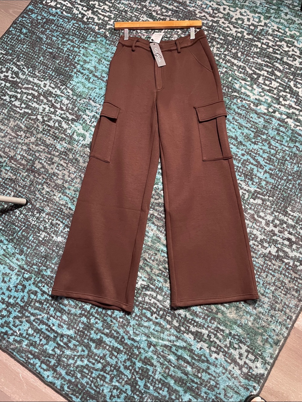 Gracia Brown Cargo Pants - Sleek High-Rise Style #p36204